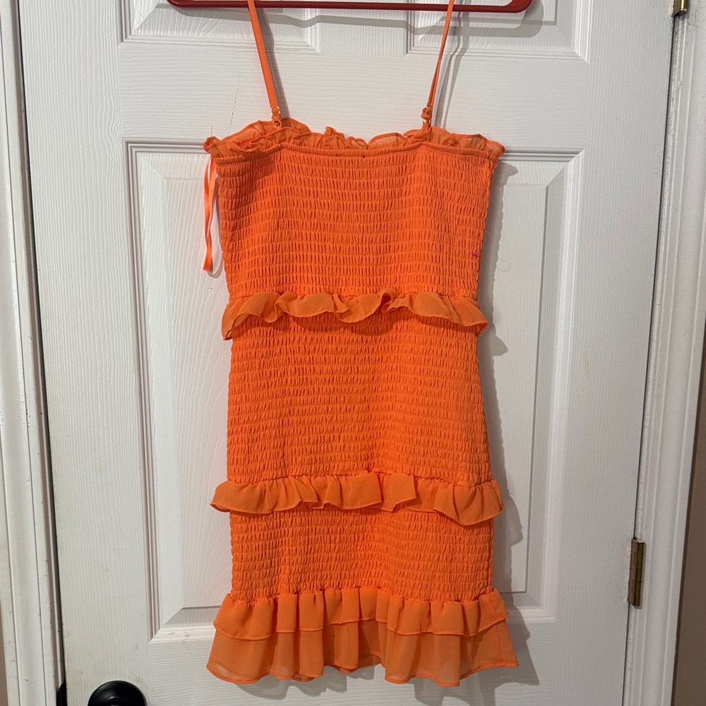 bebe Orange Ruffle Mini Dress - Picture 2 of 3
